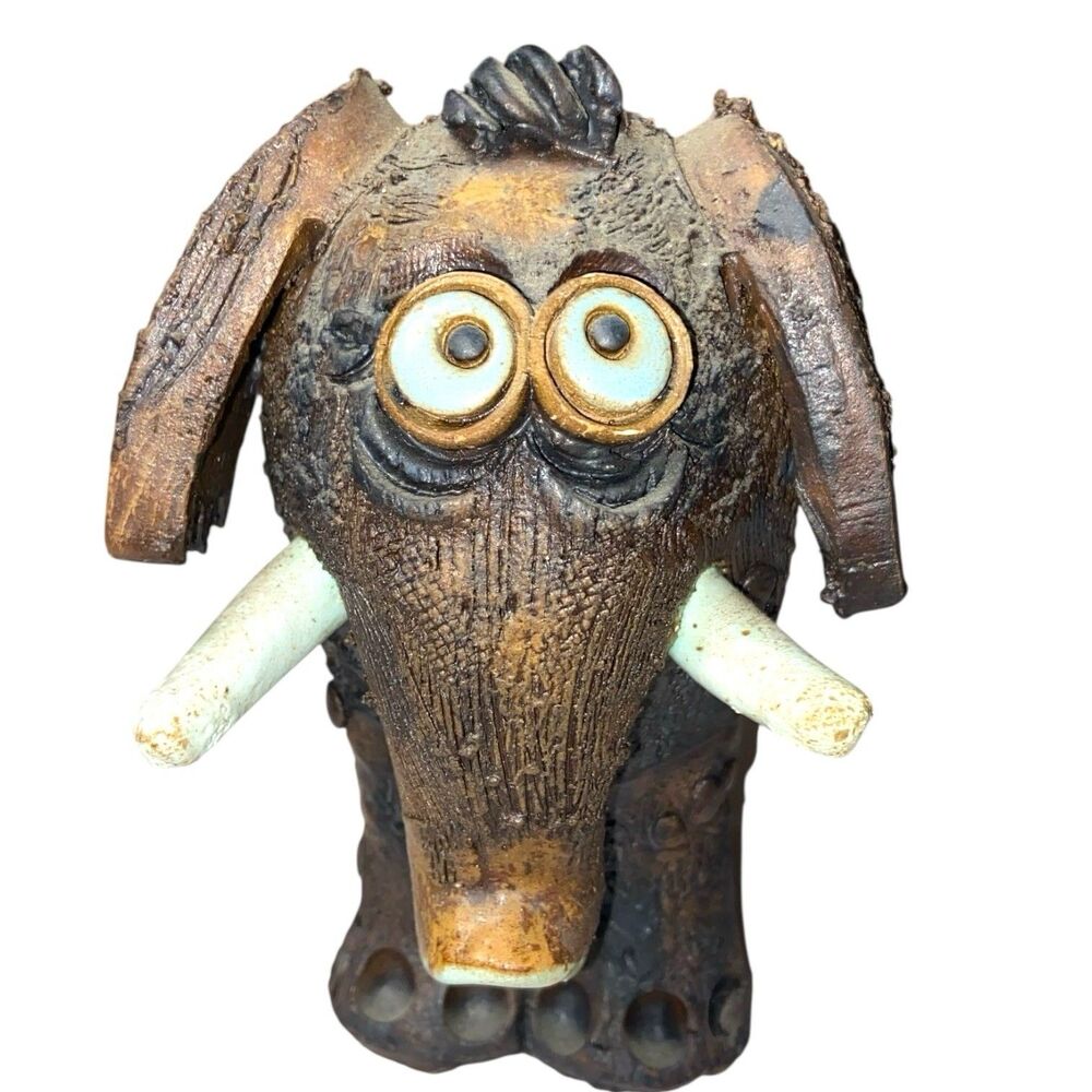 Large Vintage Derpy Ceramic Elephant- Signed